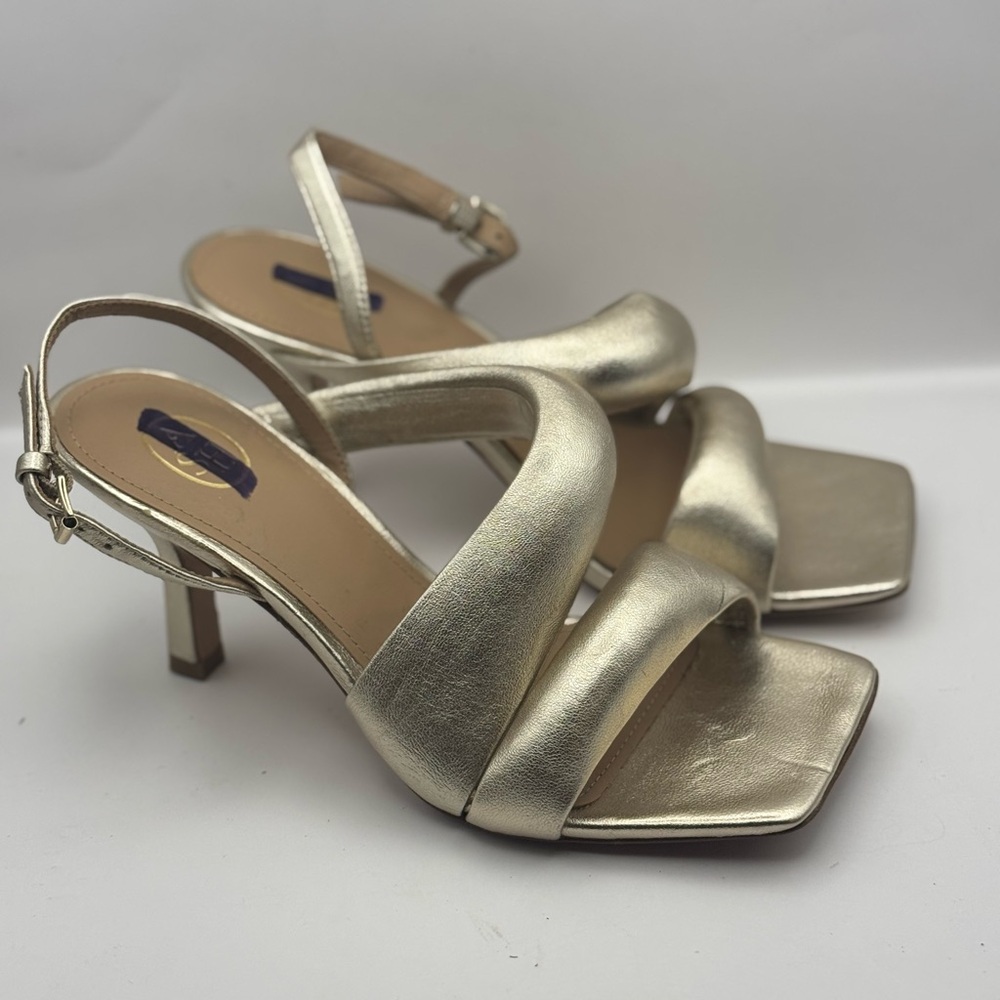 Ash Gold Metallic Slingback Heeled Sandals